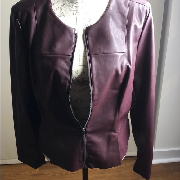 Worthington Burgundy Soft Faux Leather Jacket - Picture 5 of 7